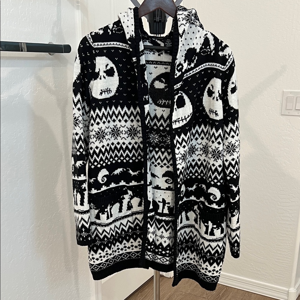 Disney The Nightmare Before Christmas Black and White Cardigan Sweater